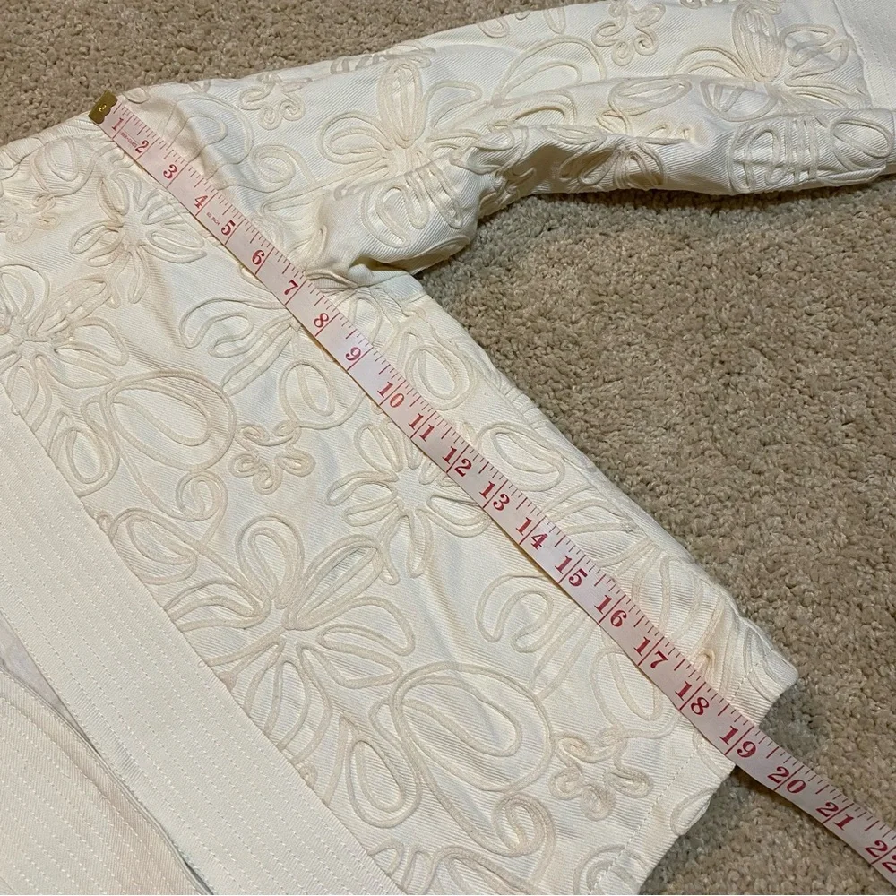 Anthropologie Embroidered String Kimono Style Jacket Spring Medium M RARE Creme